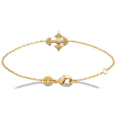 Bracelet croix Plaqué Or 18 carats et zirconium