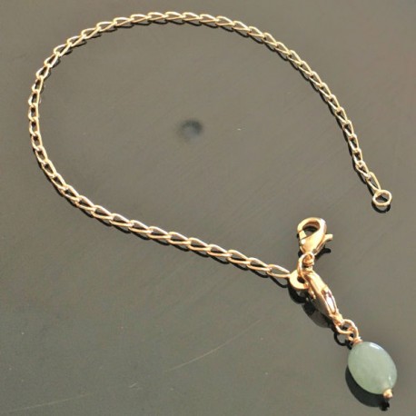 Bracelet en plaqué or 18 carats charm mousqueton pierre aventurine 