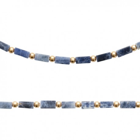 Collier Plaqué Or 18 carats pierres sodalite naturelle