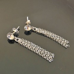 Boucles d'oreilles argent 925/000 et cristal Swarovski pentantes chainettes