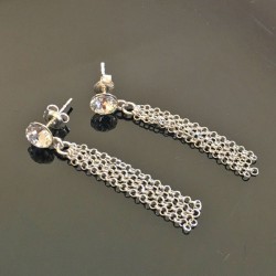 Boucles d'oreilles argent 925/000 et cristal Swarovski pentantes chainettes