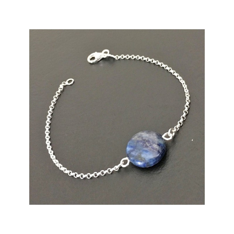 Bracelet INTUITION Lapis Lazuli - Médaille Ajna's Argent 925 - 8