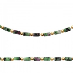 Collier Plaqué Or 18 carats pierres naturelles rubis zoisite