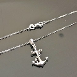 Collier ancre marine en argent 925/000 pendentif sur fine chaine 45 cm