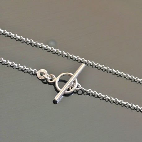 Collier argent 925/000 fermoir toggle à porter en chaine ou collier cravate