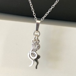 Collier argent 925/000 pendentif duo serpents sur fine chaine