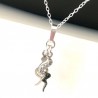 Collier argent 925/000 pendentif duo serpents sur fine chaine