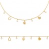 Collier Plaqué Or 18 carats pampilles porte bonheur et zirconium