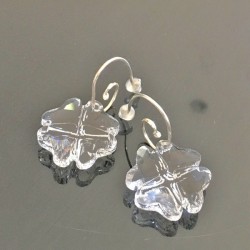 Boucles d'oreilles argent 925/000 pendants trèfles cristal swarovski