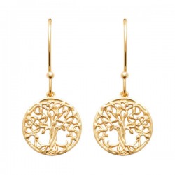 Boucles d'oreilles arbre de vie Plaqué Or 18 carats