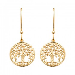 Boucles d'oreilles arbre de vie Plaqué Or 18 carats