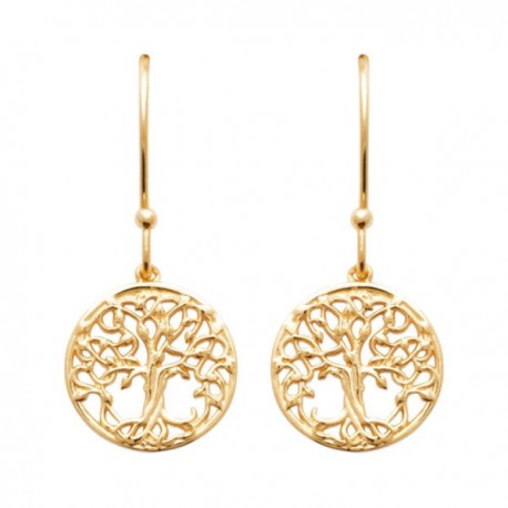 Boucles d'oreilles arbre de vie Plaqué Or 18 carats