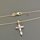 Collier croix plaqué or 18 carats et zirconium pendentif sur chaine