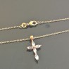 Collier croix plaqué or 18 carats et zirconium pendentif sur chaine