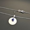 Collier pendentif rond en argent 925/000 et pierres naturelles lapis lazuli