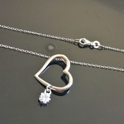 Collier argent 925/000 pendentif coeur pampille étoile zirconium