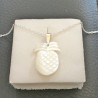 Collier argent 925/000 pendentif ananas nacre naturelle sur fine chaine