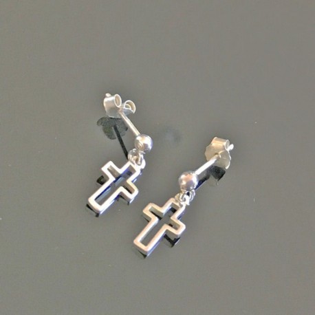 Boucles d'oreilles argent 925/000 petites croix ajourées Bijou mixte