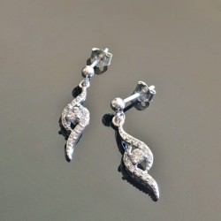 Boucles d'oreilles argent 925/000 et zirconium