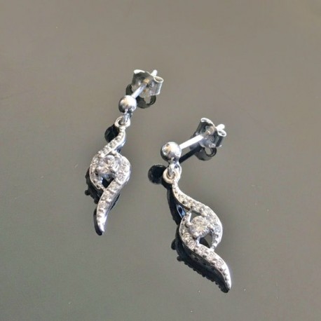 Boucles d'oreilles argent 925/000 et zirconium