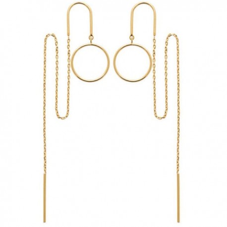 Longues boucles d'oreilles chainettes pour 2 trous en plaqué or 18 carats 