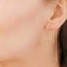 Longues boucles d'oreilles chainettes pour 2 trous en plaqué or 18 carats 