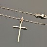 Collier pendentif fine croix en plaqué or 18 carats sur belle chaine
