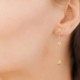 Boucles d'oreilles Plaqué Or 18 carats pendantes chainettes petites roses