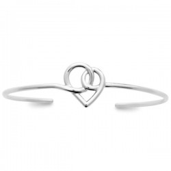 Bracelet jonc coeur argent massif 925/000