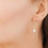Boucles d'oreilles perles de culture chainettes plaqué Or 18 carats