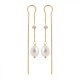 Boucles d'oreilles perles de culture chainettes Plaqué Or 18 carats
