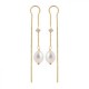 Boucles d'oreilles perles de culture chainettes Plaqué Or 18 carats