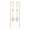 Boucles d'oreilles perles de culture chainettes Plaqué Or 18 carats