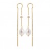 Boucles d'oreilles perles de culture chainettes Plaqué Or 18 carats