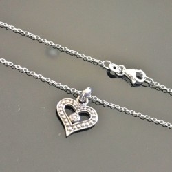 Collier pendentif petit coeur en argent 925/000 sur fine chaine