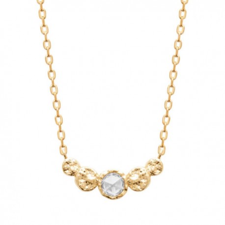 Collier Plaqué Or 18 carats martelé et zirconium