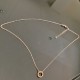 Collier plaqué or rose 18 carats pendentif rondelle petit anneau sur chaine 