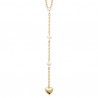 Collier coeur Y Plaqué Or 18 carats et zirconium