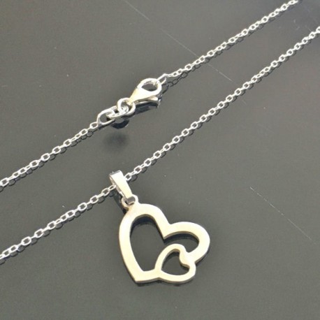 Collier argent 925/000 pendentif coeur sur fine chaine