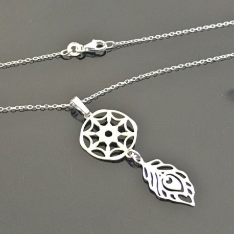 Collier pendentif attrape rêves en argent 925/000 sur fine chaine 