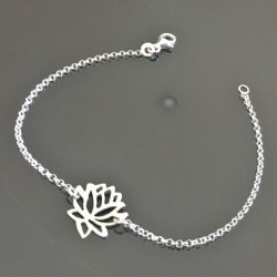 Bracelet fleur de lotus argent 925/000 longueur 18 cm 