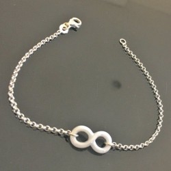 Bracelet infini argent massif 925/000 et céramique blanche