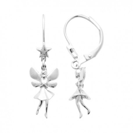 Boucles d'oreilles pendantes fées en argent massif 925/000