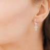 Boucles d'oreilles créoles argent massif 925/000 pendantes croix perlées