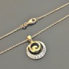 Collier pendentif rond en plaqué or 18 carats et zirconium sur belle chaine 