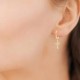 Boucles d'oreilles Plaqué Or 18 carats pendantes croix perlées