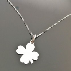 Collier argent massif 925/000 pendentif trèfle sur fine chaine 45 cm