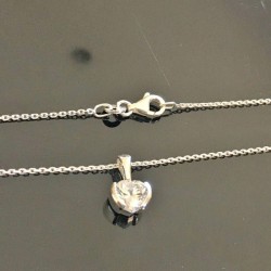 Collier pendentif petit coeur en argent 925/000 et zirconium sur fine chaine