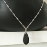 Collier pendentif goutte hématite et argent 925/000 sur chaine 45 cm