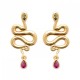 Boucles d'oreilles serpents Plaqué Or 18 carats et pierres de couleur